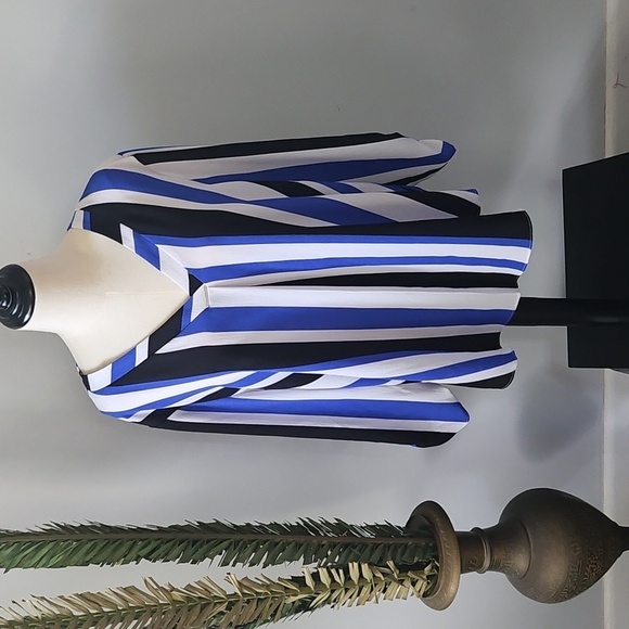 Cato Blue, Navy, and White Striped Popover Blouse - Picture 2 of 14